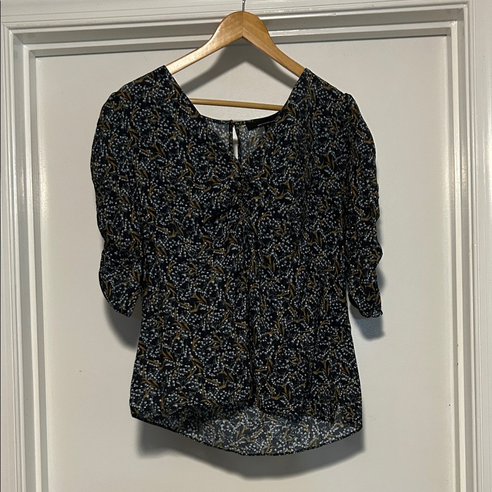 White House Black Market Black and Gold Blouse